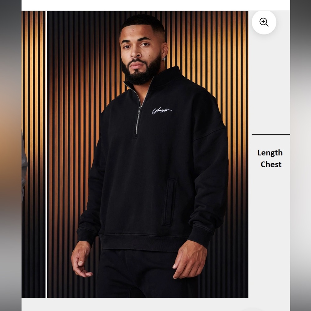 Young LA Men's Black Quarter Zip Sweater w Pockets